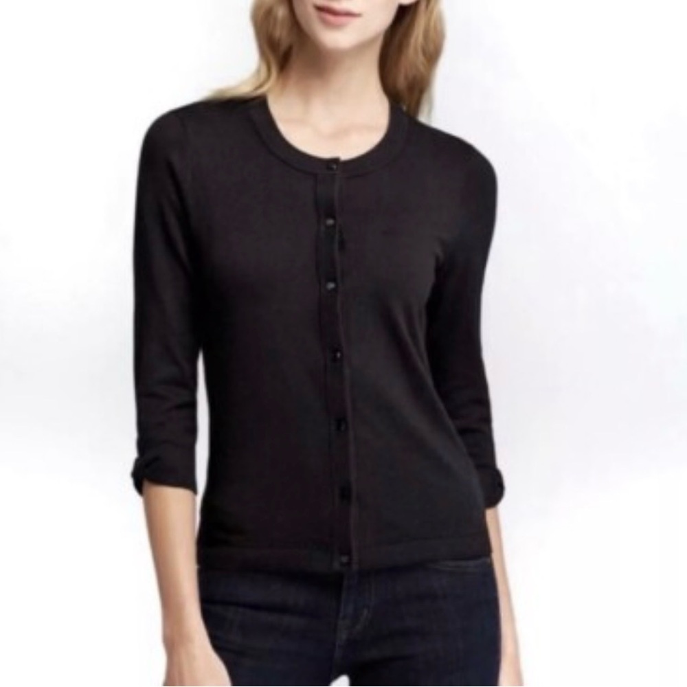 Kate Spade Bow Sleeve Wool Cashmere Blend Cardigan Black Women’s Sz S Classic
